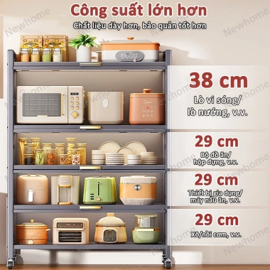 Kệ Nhà Bếp Đa Năng 4-6 Tầng Có Bánh Xe - Giá Ưu Đãi 1.695.000₫ | Newhome 5