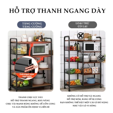 Kệ nhà bếp đa năng kèm 3/4 giỏ, kệ lò vi sóng, giỏ rau củ - Giá ưu đãi 539,000₫