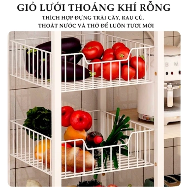 Kệ nhà bếp đa năng kèm 3/4 giỏ, kệ lò vi sóng, giỏ rau củ - Giá ưu đãi 539,000₫