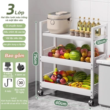 Kệ nhà bếp đa năng LUXE bánh xe di chuyển - Đựng hoa quả, rau củ, đồ, 429.000đ