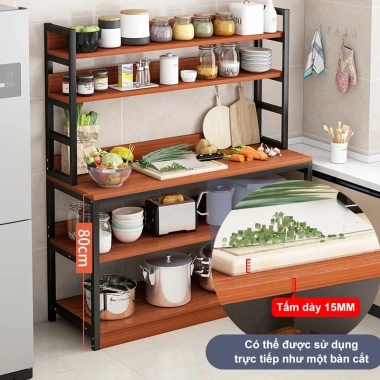 Kệ Nhà Bếp Đa Năng RACK Gỗ MDF và Thép Carbon, Kèm Ngăn Đựng Lò Vi Sóng, Giá Ưu Đãi 549k