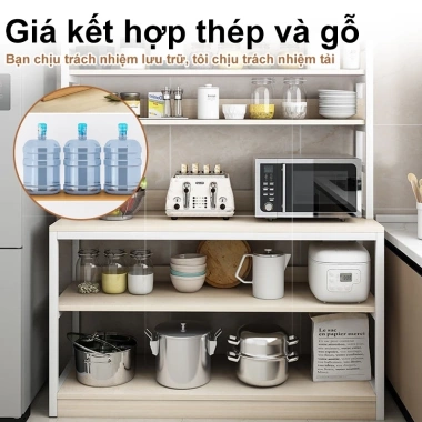 Kệ Nhà Bếp Đa Năng RACK Gỗ MDF và Thép Carbon, Kèm Ngăn Đựng Lò Vi Sóng, Giá Ưu Đãi 549k 8 Kệ Nhà Bếp Đa Năng RACK Gỗ MDF và Thép Carbon, Kèm Ngăn Đựng Lò Vi Sóng, Giá Ưu Đãi 549k 8