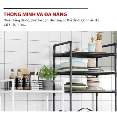 Kệ nhà bếp đa năng sắt 3-6 tầng 150kg, sơn tĩnh điện chống rỉ - Giá 79.000 VND