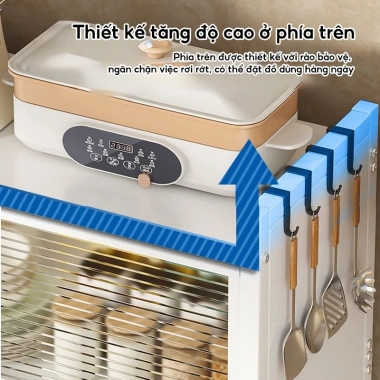 Kệ nhà bếp đa năng thông minh thép carbon có bánh xe - Tiết kiệm không gian, 699.000₫