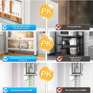 Kệ nhà bếp đa năng thông minh thép carbon có bánh xe - Tiết kiệm không gian, 699.000₫
