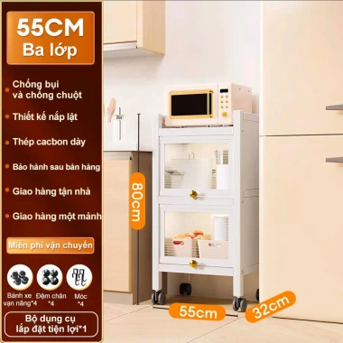 Kệ nhà bếp đa năng thông minh thép carbon có bánh xe - Tiết kiệm không gian, 699.000₫
