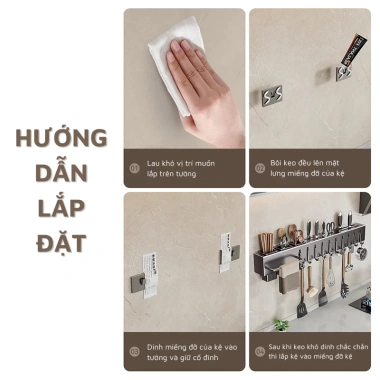 Kệ Nhà Bếp Treo Tường Đa Năng Nhôm – Không Cần Khoan, Tiện Lợi Cho Gia Vị 210,180₫