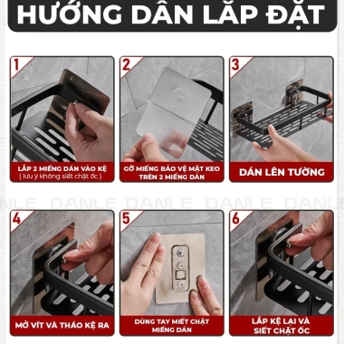 Kệ nhà tắm dán tường DANLE DL 145 - Nhôm cao cấp, dày dặn, miếng dán siêu chắc, giá chỉ 155.000₫ 9 Kệ nhà tắm dán tường DANLE DL 145 - Nhôm cao cấp, dày dặn, miếng dán siêu chắc, giá chỉ 155.000₫ 9