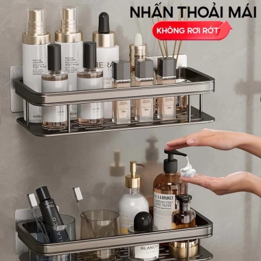 Kệ nhà tắm dán tường Enomax đa năng nhôm cao cấp chống gỉ, kèm phụ kiện lắp đặt, 155.000₫