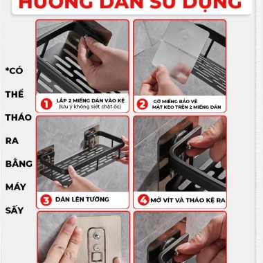Kệ nhà tắm dán tường Enomax đa năng nhôm cao cấp chống gỉ, kèm phụ kiện lắp đặt, 155.000₫ 9 Kệ nhà tắm dán tường Enomax đa năng nhôm cao cấp chống gỉ, kèm phụ kiện lắp đặt, 155.000₫ 9