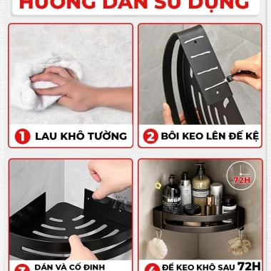 Kệ nhà tắm Enomax đa năng treo tường, đựng mỹ phẩm, dầu gội, lắp đặt nhanh – Giá 89.800₫