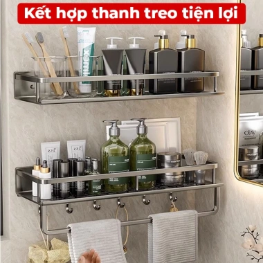 Kệ nhà tắm Enomax dán tường đa năng nhôm hàng không, đựng mỹ phẩm, dầu gội - Bảo hành 10 năm - Giá chỉ 139.000₫