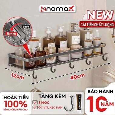 Kệ nhà tắm Enomax dán tường đa năng nhôm hàng không, đựng mỹ phẩm, dầu gội - Bảo hành 10 năm - Giá chỉ 139.000₫