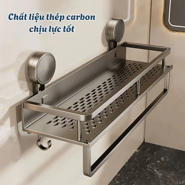 Kệ nhà tắm Zenlife hút chân không, kèm móc treo khăn, giá để dầu gội, sữa tắm, không khoan đục, chống han gỉ, giảm 22%