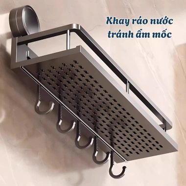 Kệ nhà tắm Zenlife hút chân không, kèm móc treo khăn, giá để dầu gội, sữa tắm, không khoan đục, chống han gỉ, giảm 22%