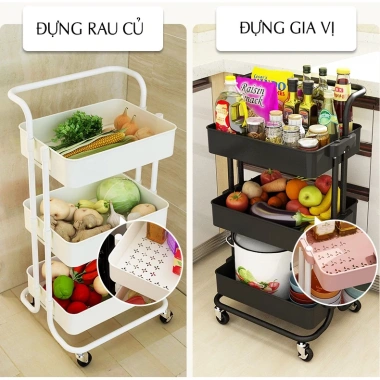 Kệ nhựa 3 tầng nhập khẩu có bánh xe - Đựng bỉm sữa, giá chỉ 56.250₫