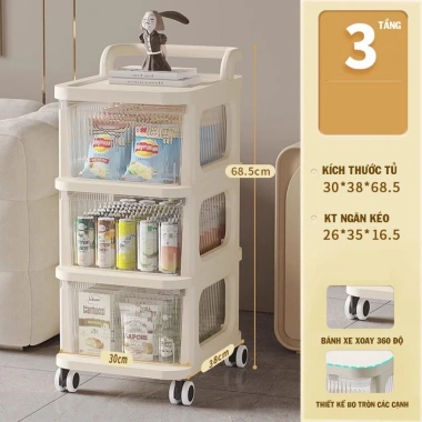 Kệ nhựa ABS đa năng 3‑5 tầng có bánh xe, an toàn, tiện lợi – Giá chỉ 214.938₫