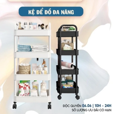 Kệ nhựa đa năng 3-5 tầng có bánh xe - Xe đẩy Spa tiện lợi, giảm giá chỉ 78.000₫ 2