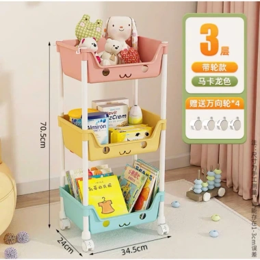 Kệ Nhựa Đa Năng 4 Tầng Hình Gấu - Bánh Xe Di Động, Đựng Đồ Chơi & Gia Đình