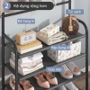 Kệ nhựa đa năng chữ L 4 tầng để giày dép, có móc treo quần áo - Giá chỉ 130.000 VND 3