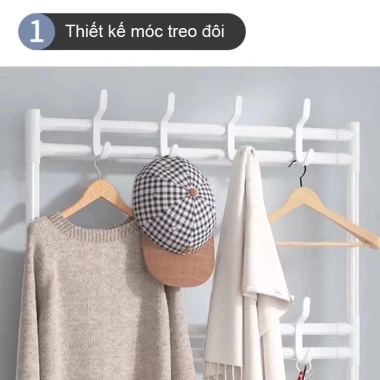 Kệ nhựa đa năng chữ L 4 tầng để giày dép, có móc treo quần áo - Giá chỉ 130.000 VND