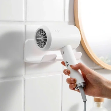 Kệ Nhựa Taky Trắng Dán Tường - Gài Máy Sấy Tóc, Lắp Đặt Dễ Dàng, Tiện Dụng Nhà Tắm