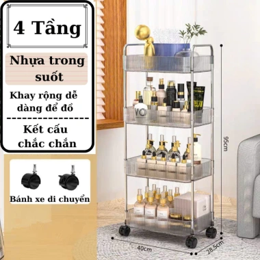 Kệ Nhựa Trong Suốt 3 Tầng Bánh Xe Đa Năng – Đựng Sách, Mỹ Phẩm, Đồ Học Tập, Trang Trí Phòng Doremon, Giá 198.000 VND