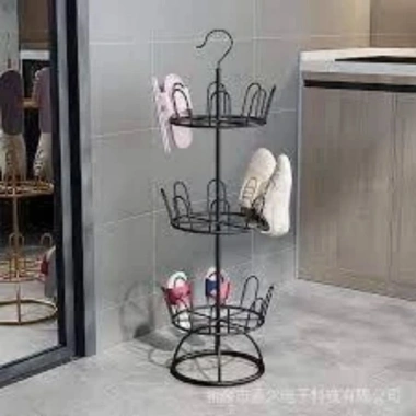 Kệ phơi giày dép 3 tầng xoay 360 độ - Thép không gỉ siêu tiện lợi, giá ưu đãi 120.000 VND
