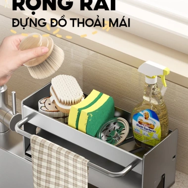 Kệ rửa chén Enomax Thép Carbon treo khăn, miếng rửa, bảo hành 10 năm, 185.000₫ 4