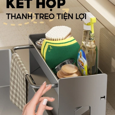 Kệ rửa chén Enomax Thép Carbon treo khăn, miếng rửa, bảo hành 10 năm, 185.000₫ 5