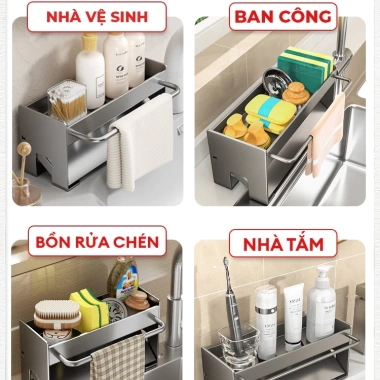 Kệ rửa chén Enomax Thép Carbon treo khăn, miếng rửa, bảo hành 10 năm, 185.000₫ 9