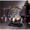 Kệ rượu vang 6 móc treo ly kim loại mạ vàng, đế vân đá sang trọng – Giá chỉ 299.000₫ | Mei Decor