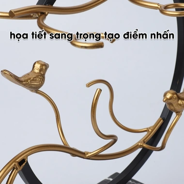 Kệ rượu vang 6 móc treo ly kim loại mạ vàng, đế vân đá sang trọng – Giá chỉ 299.000₫ | Mei Decor