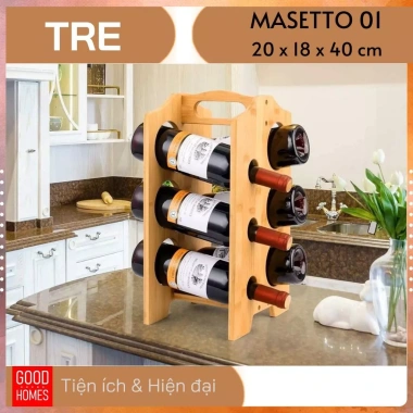 Kệ rượu vang để bàn gỗ tre sang trọng - Giá chỉ 298.000₫, giảm từ 369.520₫
