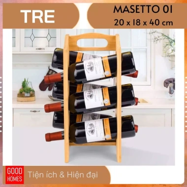 Kệ rượu vang để bàn gỗ tre sang trọng - Giá chỉ 298.000₫, giảm từ 369.520₫