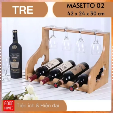 Kệ rượu vang để bàn gỗ tre sang trọng - Giá chỉ 298.000₫, giảm từ 369.520₫