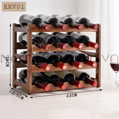 Kệ rượu vang Hoả Tốc HN gỗ cao cấp tre khối, 9-12-16 chai, giá 459.000₫