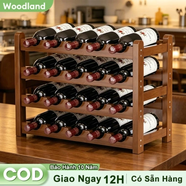 Kệ rượu vang tre sang trọng thiết kế cho phòng khách và quầy bar giảm giá 21%