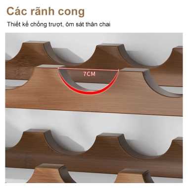 Kệ rượu vang tre sang trọng thiết kế cho phòng khách và quầy bar giảm giá 21%