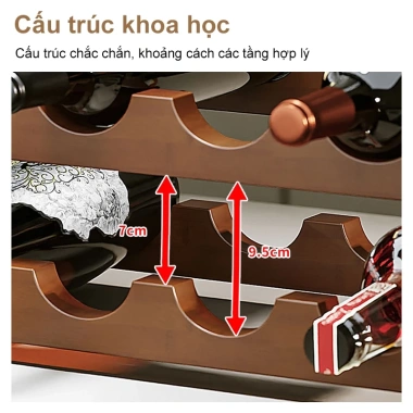 Kệ rượu vang tre sang trọng thiết kế cho phòng khách và quầy bar giảm giá 21%