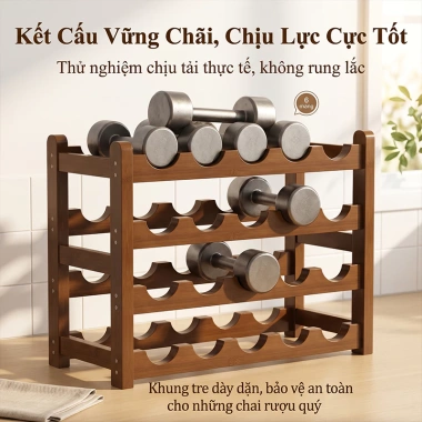 Kệ rượu vang tre sang trọng thiết kế cho phòng khách và quầy bar giảm giá 21%