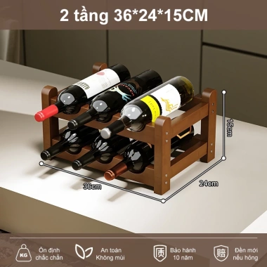 Kệ rượu vang tre sang trọng thiết kế cho phòng khách và quầy bar giảm giá 21%