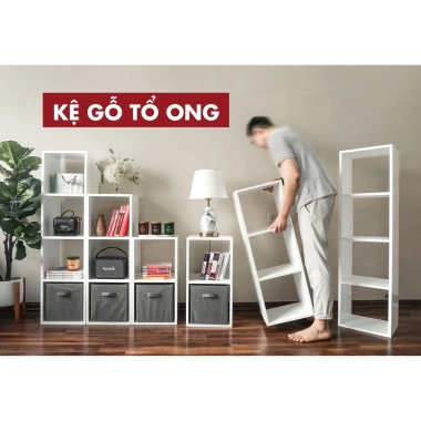 Kệ sách đa năng tổ ong nhiều tầng gỗ bền đẹp, giá rẻ 70.000đ - Dễ lắp ráp