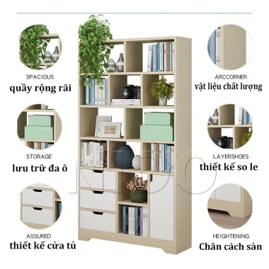 Kệ Sách Để Sàn Gỗ Chống Ẩm Cao Cấp - Thiết Kế Hiện Đại, Giá Ưu Đãi 366.630₫
