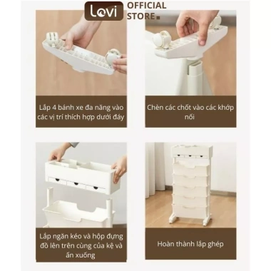 Kệ sách đứng đa năng LoviOffice 9.158 - Giá sách di động bánh xe nhỏ gọn, nhiều ngăn, 585.000 VND