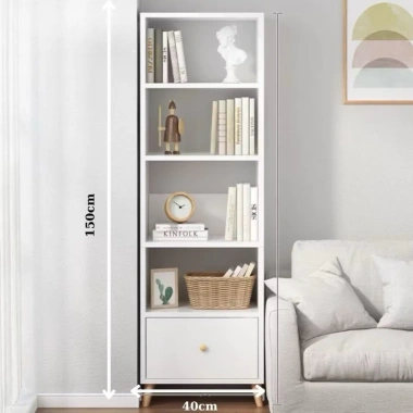 Kệ sách gỗ Bắc Âu, nhiều tầng, chân tủ cao, MDF Melamine B28 – 167.500₫