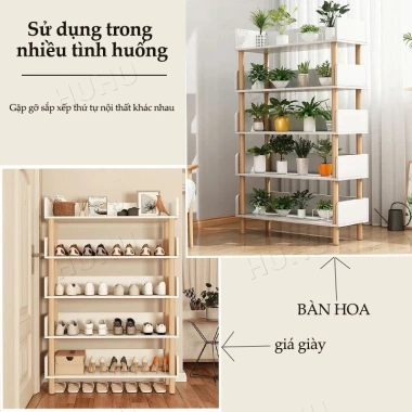 Kệ sách gỗ HUHU 4-6 tầng đa năng, cắt góc tiện lợi - Giá ưu đãi 148.000₫