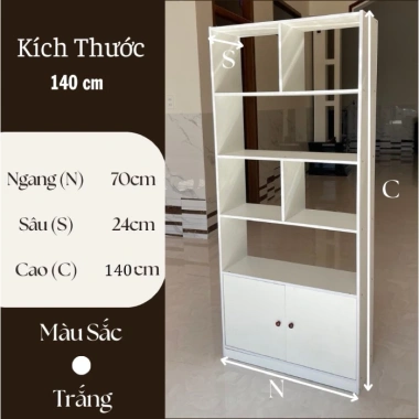 Kệ sách gỗ MDF chữ U B66 - Tủ đa tầng, giá sách đứng sang trọng, chỉ 394.400₫
