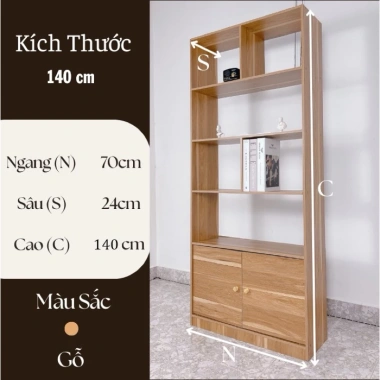 Kệ sách gỗ MDF chữ U B66 - Tủ đa tầng, giá sách đứng sang trọng, chỉ 394.400₫