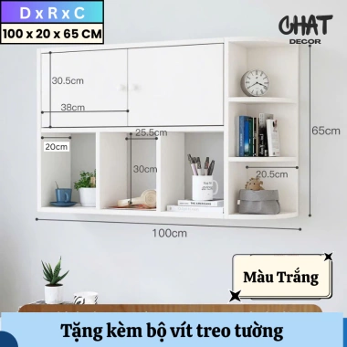 Kệ sách gỗ treo tường cánh mở - Giá sách gắn tường bo góc hiện đại, chỉ 319.000₫ 3 Kệ sách gỗ treo tường cánh mở - Giá sách gắn tường bo góc hiện đại, chỉ 319.000₫ 3
